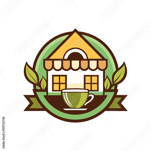 tea shop logo design vector 