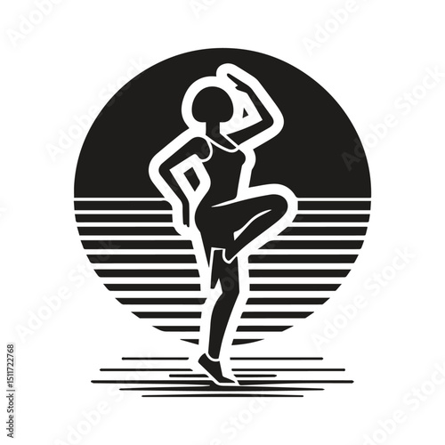 Retro Inspired Aerobics Dance Vector Illustration