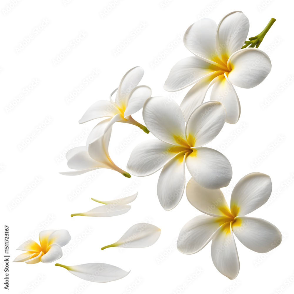 Naklejka premium Elegant White and Yellow Plumeria Flowers