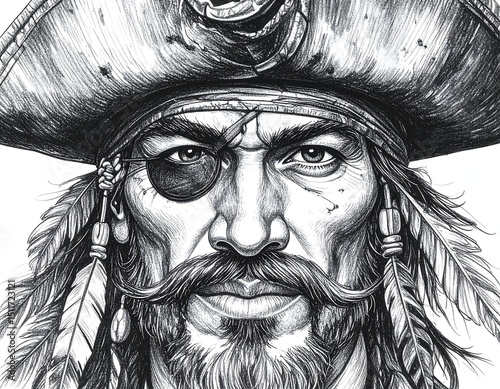 Pirate captain portrait illustration