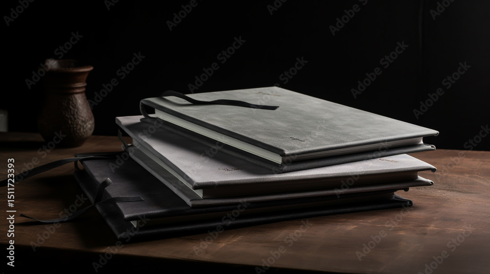Fototapeta premium Each notebook's cover features a raw, natural finish that highlights organic imperfections and evokes an authentic, handcrafted feel