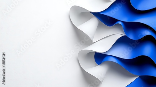 Abstract flowing blue and white ribbons
