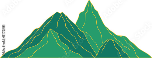Chinese mountain landscape illustration. Mountain landscape with chinese oriental style. Vector isolated.