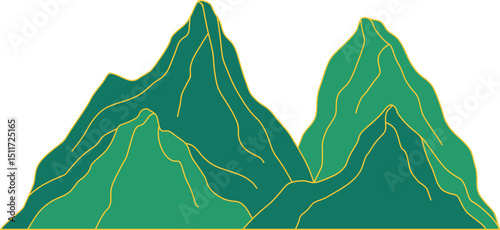 Chinese mountain landscape illustration. Mountain landscape with chinese oriental style. Vector isolated.