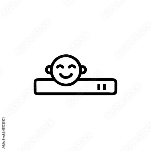 Simple line drawing of a happy face on a horizontal bar  