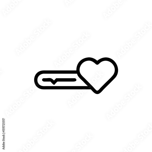 Heartbeat line icon with heart symbol in minimalist design  