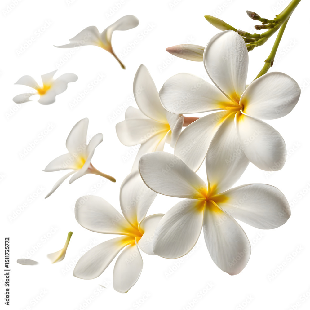 Fototapeta premium White Plumeria Bloom Collection Artwork