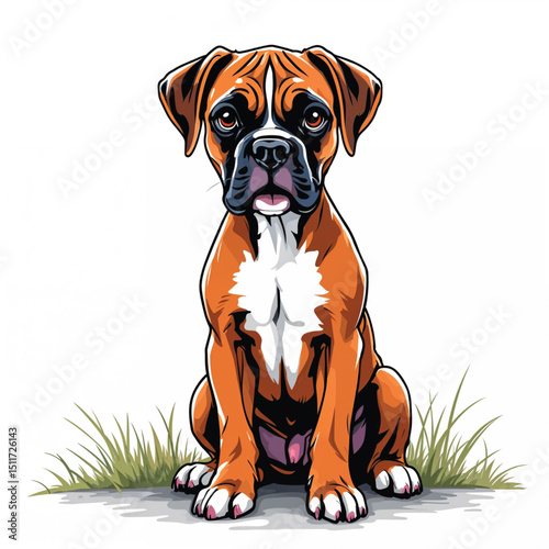 Boxer Puppy Vector Illustration isolated