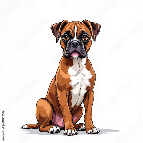 Boxer Puppy Vector Illustration isolated
