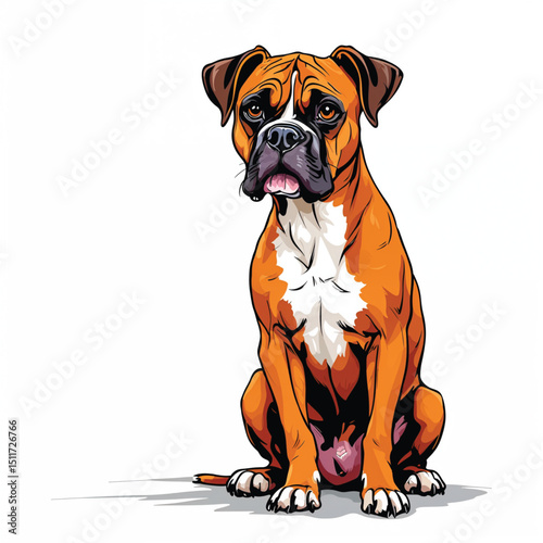 Boxer Puppy Vector Illustration isolated