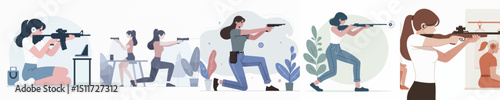 vector of a woman practicing shooting