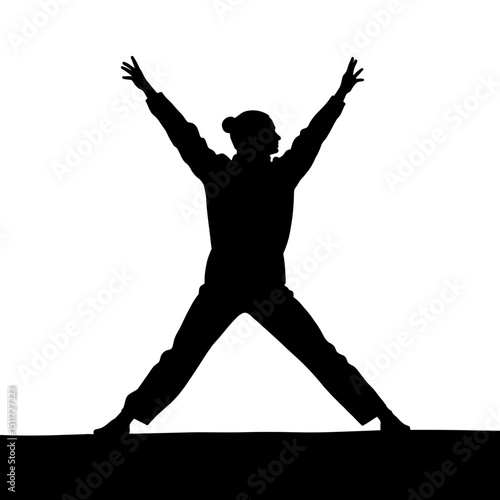 Yoga Practitioner on Rooftop Silhouette – Mindful Balance and Fitness