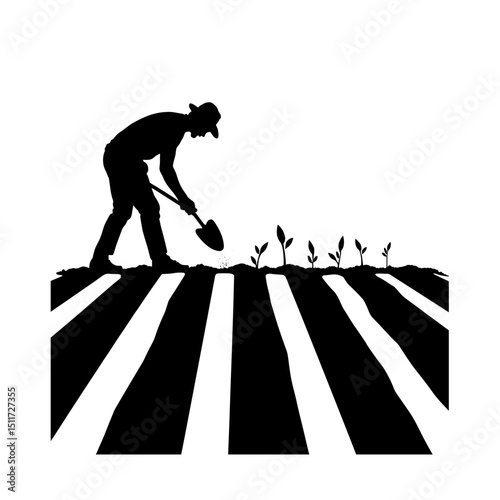 Person Planting Seeds Silhouette – Agricultural Groundwork