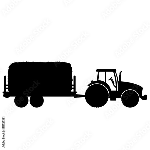 Hay Bale on Tractor Trailer Silhouette – Rural Harvest Transport