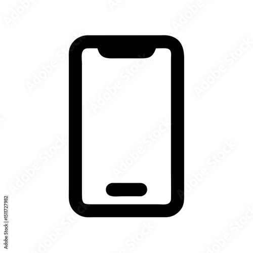 Black Outline Cellphone Icon – Minimal Smartphone Vector Symbol for UI, Apps, and Mobile Design

