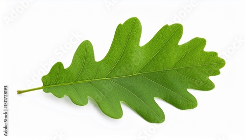 Green oak leaf isolated on white background