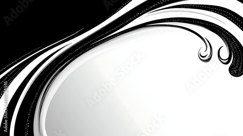 Abstract black and white design with flowing lines