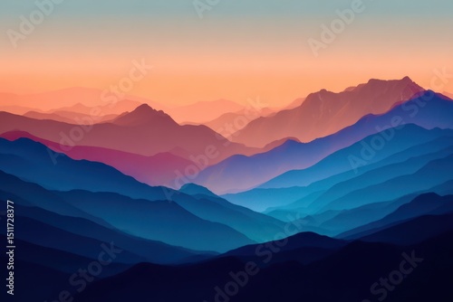 A beautiful mountain range with a blue sky in the background