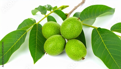 Wallpaper Mural Green walnuts isolated on white background  Torontodigital.ca