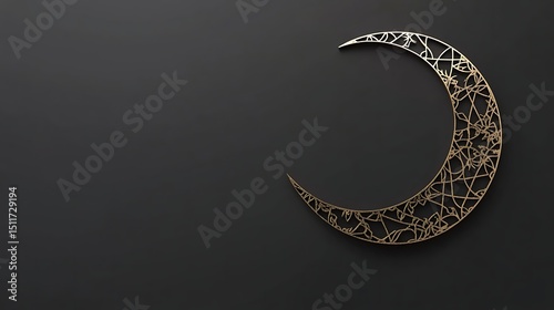 Gold crescent moon on dark background (4)