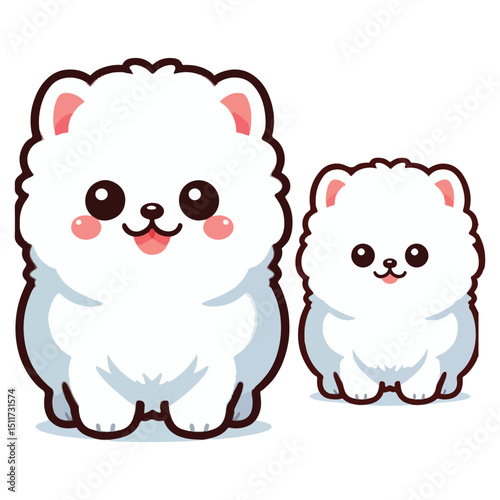 Adorable Pomeranian puppy duo Vector Illustration For Puppy Lovers