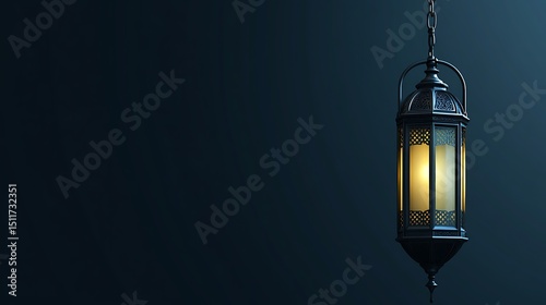 Ornate hanging lantern, warm light (1)