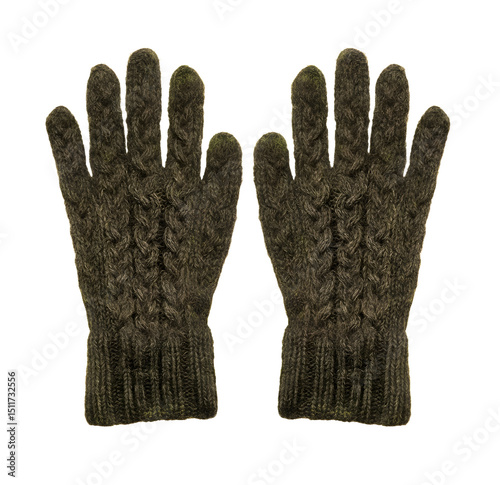 Vintage leather gloves isolated on a transparent background, classic retro style handwear with detailed texture and stitching
