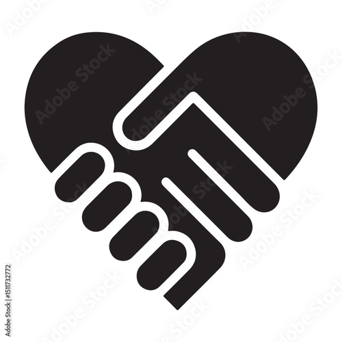 Minimalist pink clasped hands heart illustration