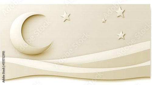 Pastel moon and stars landscape