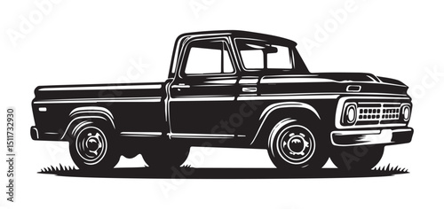 Vintage Pickup Truck Illustration Classic Vehicle American Car Vector Graphic