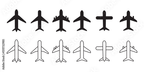 Airplane vector icon set. Aircraft vector sing. Flight transport symbol. vector illustration.