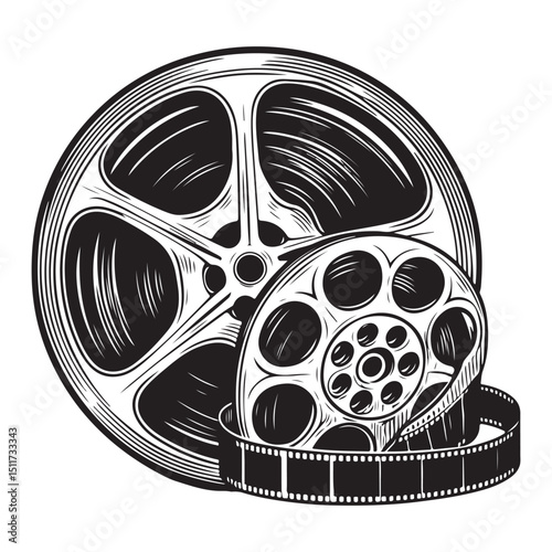Classic film reels illustration nostalgic cinema history and entertainment
