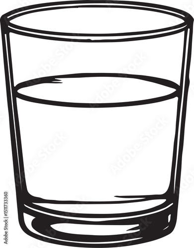 Illustration of a clean glass of water, isolated on white background as a transparent beverage icon