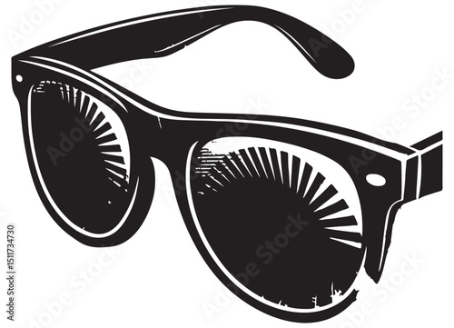 Stylish silhouette sunglasses Protection with reflection Vector fashion illustration