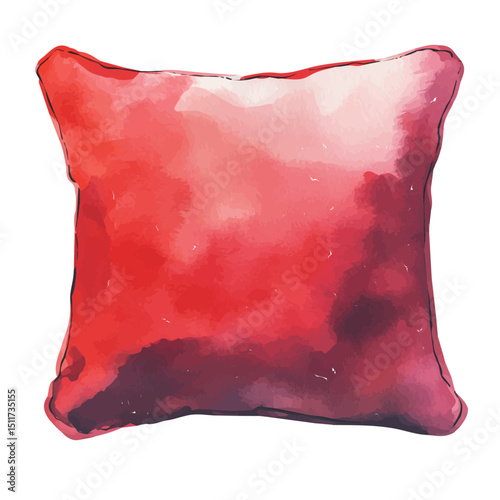 Velvet Cushion, watercolor painting vector, high quality, isolated on a white background.
