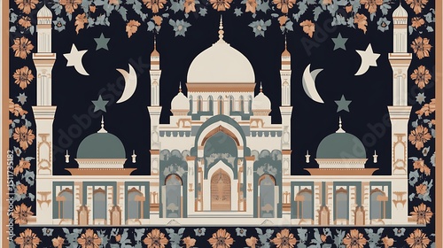 Mosque design with floral border