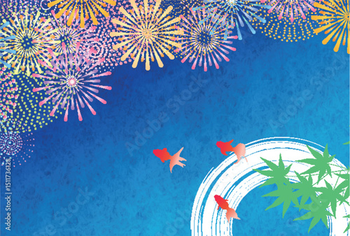 花火　夏まつり　和柄　背景