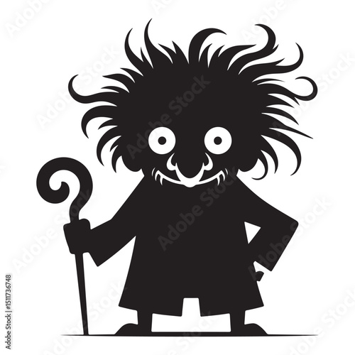 Mad Scientist Silhouette Illustration for Halloween and Spooky Themes