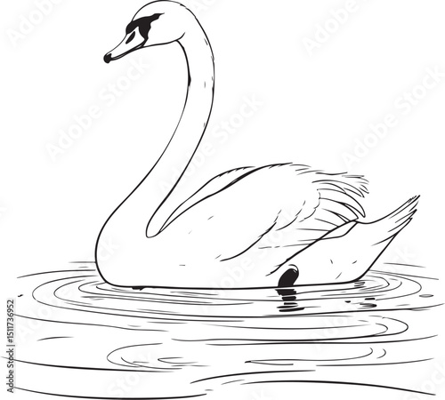White swan on the water, a beautiful bird symbol of nature's wild love