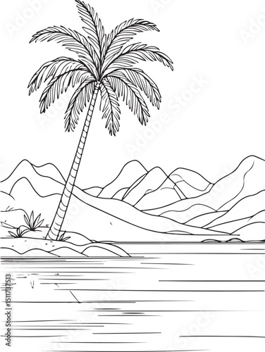 Tropical beach landscape with palm trees under the summer sun, a perfect design for your exotic island vacation