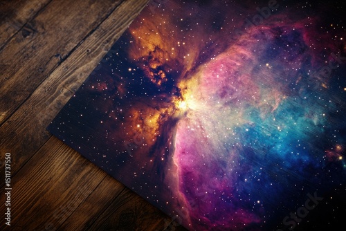A vibrant nebula bursts with color and light against a backdrop of countless stars, a cosmic masterpiece. photo