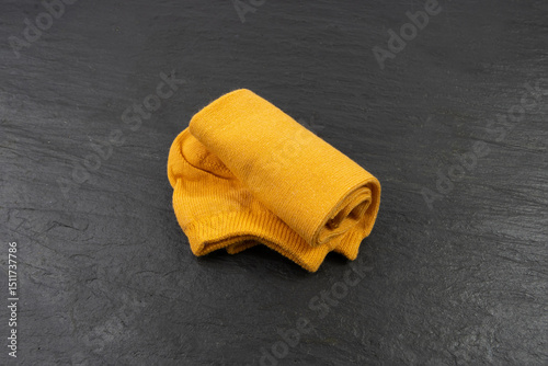 New Yellow Socks, Cotton Sportswear, Folded Classic Unisex Cotton Socks, Bright Orange Casual Hosiery