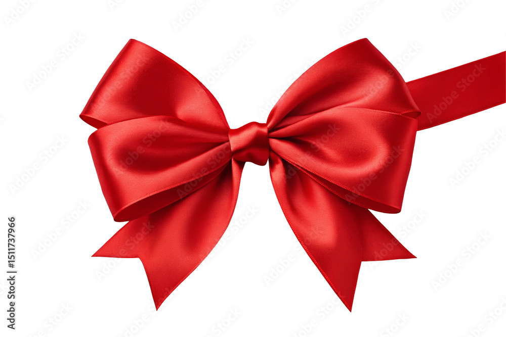 A close up of a shiny red satin bow and ribbon on a black background in a horizontal composition A close up of a shiny red satin bow and ribbon on a black background in a horizontal composition