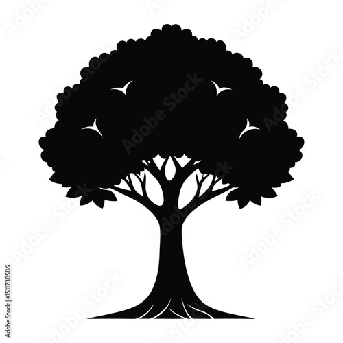 Black silhouette tree icon simple nature graphic