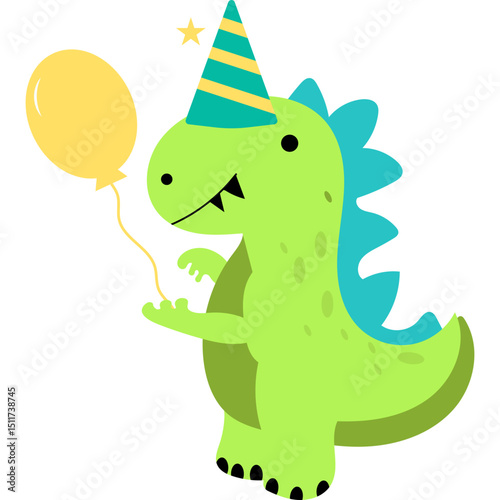 Cute Birthday Dinosaurus Illustration