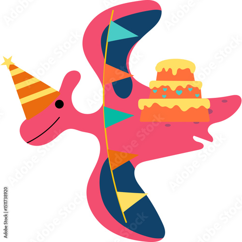 Cute Birthday Dinosaurus Illustration