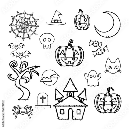 ハロウィンのアイコン　手描き風