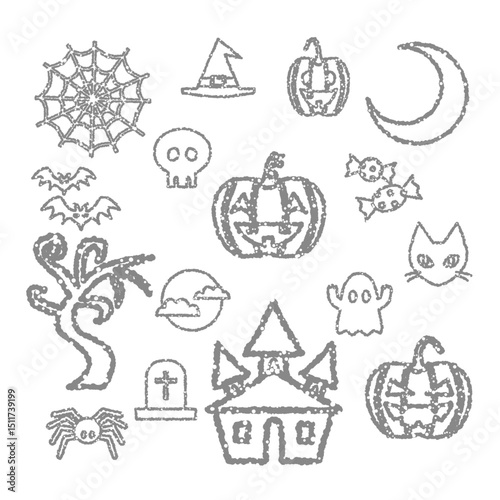 ハロウィンのアイコン　手描き風