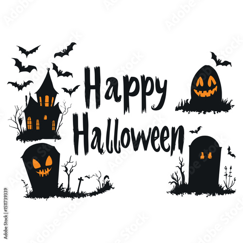 halloween background with pumpkin and bats