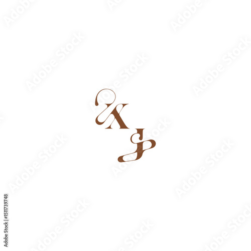 XJ letter wedding logo concept elegant curve monogram bold and hairline initial